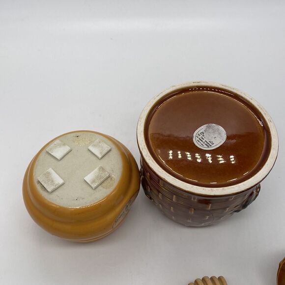 Lot of 2 Honey Pots Ceramic Vintage - Picture 7 of 8